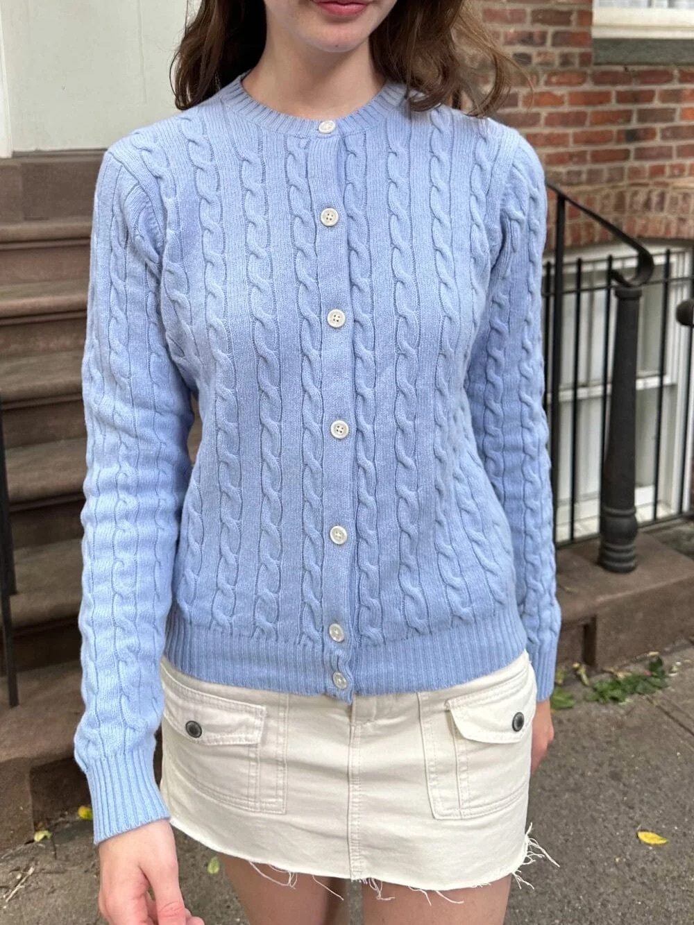 Brandy Melville Powder Blue Cable-Knit Cardigan